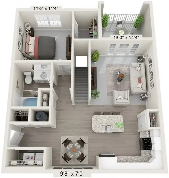 The Reserve at Stone Port Apartment Floor Plan: Blue Ridge with Garage