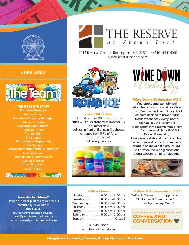 The Reserve at Stone Port Newsletter: June 2023