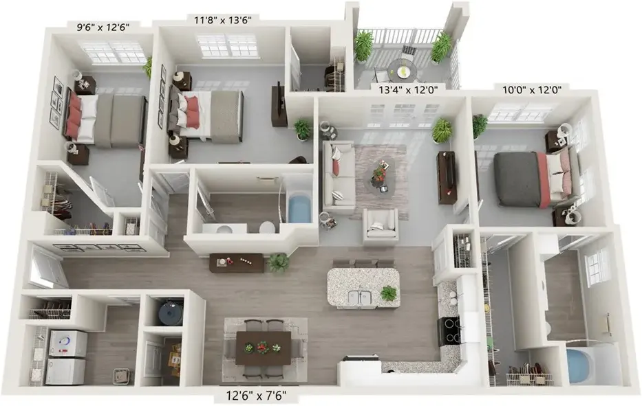 The Reserve at Stone Port Apartment Floor Plan: Piedmont
