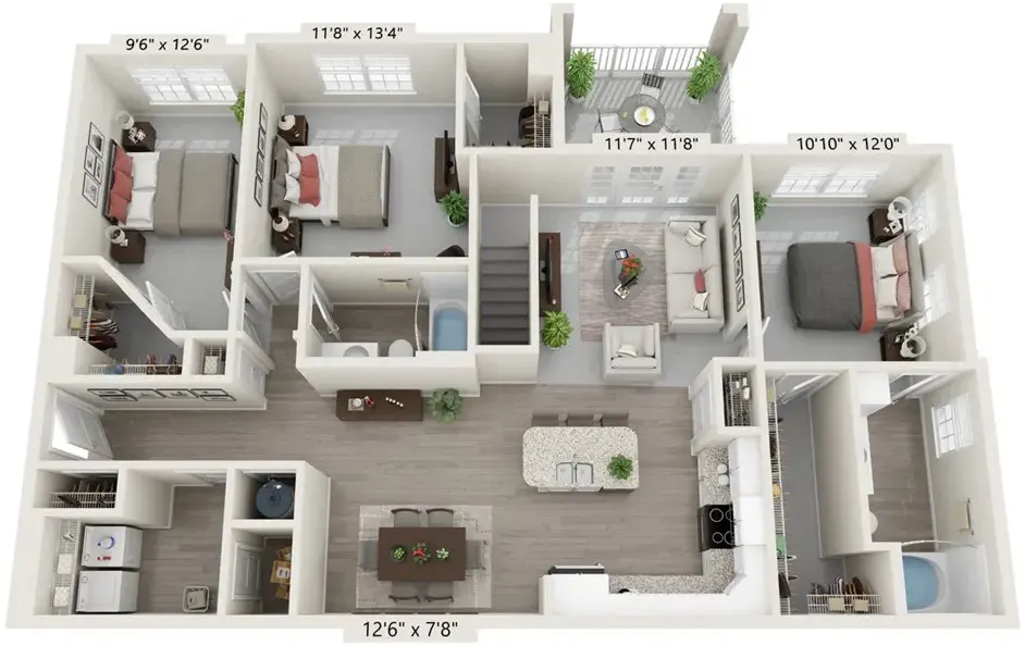 The Reserve at Stone Port Apartment Floor Plan: Shenandoah